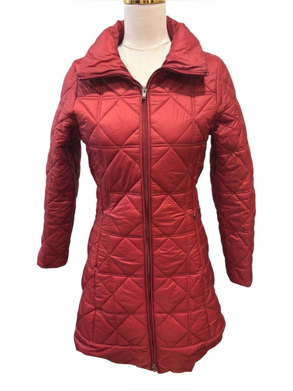 Size XS Patagonia Parka Jacket Womens Long Trench Quilted Puffer Full Zip WaxRed